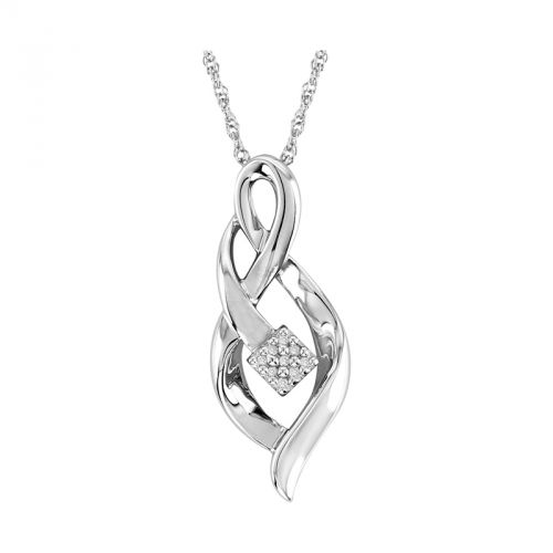 Sterling Silver and Diamond Swirl Pendant