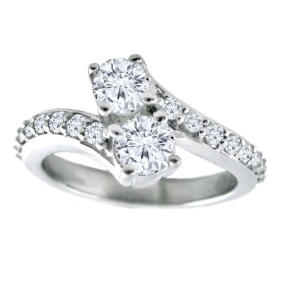 14k .75ctw Diamond Two Stone Ring