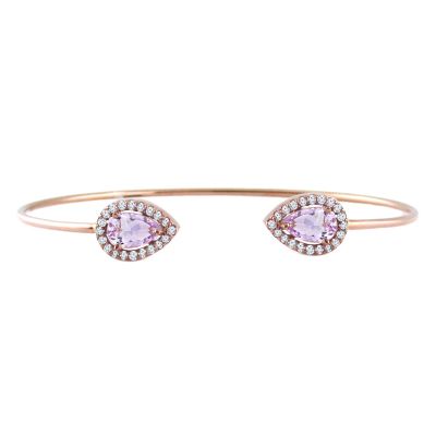 14k Amethyst and Diamond Bangle 