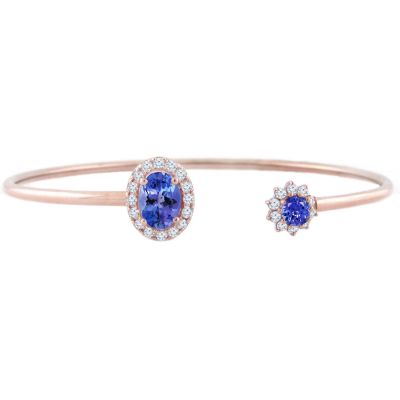 14k Tanzanite and Diamond Bangle
