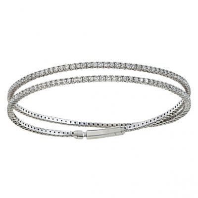 18k 3.25ctw Diamond Flexible Wrap Around Tennis Bangle
