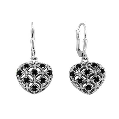 Sterling Silver and Sapphire Heart Earrings