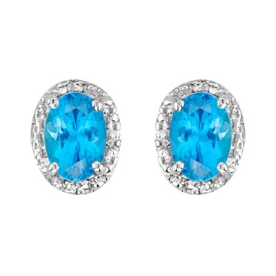 14k Blue Topaz and Diamond Earring