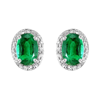 14k Emerald and Diamond Earring