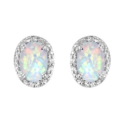 14k Opal and Diamond Earring
