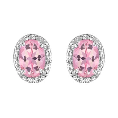 14k Pink Topaz and Diamond Earring