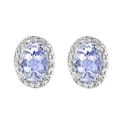 Sterling Silver Tanzanite and Diamond Earring