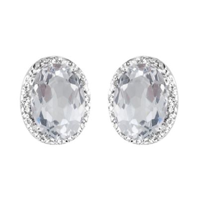 14k White Topaz and Diamond Earring