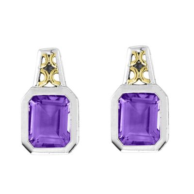 Amethyst Sterling Silver and 14k Stud Earrings