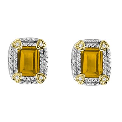 Sterling Silver and 14k Gold Citrine Earrings