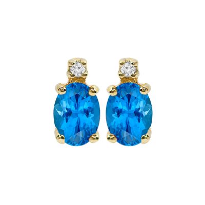 14k Blue Topaz and Diamond Earring