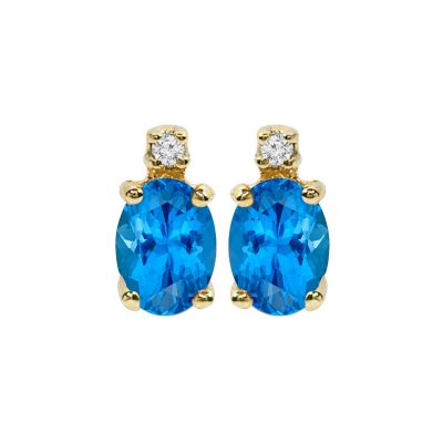 14k Blue Topaz and Diamond Earring