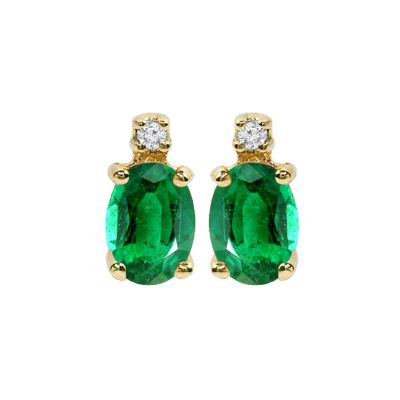 14k Emerald and Diamond Earring