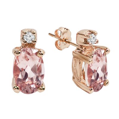 14k Morganite and Diamond Earring