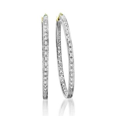 14k Diamond Hoop Earrings