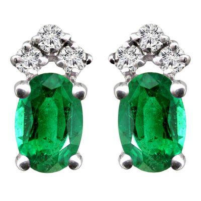 14k Emerald and Diamond Earring
