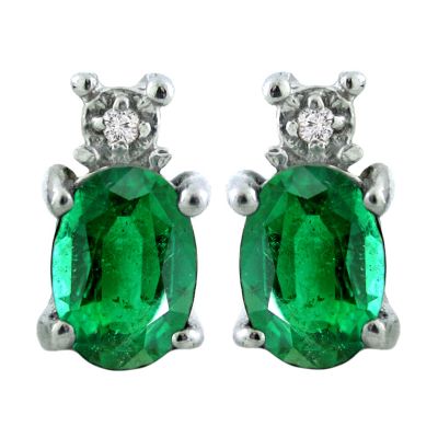 14k Emerald and Diamond Earrings