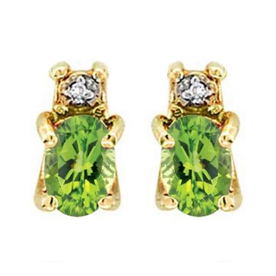 14k Peridot and Diamond Earring