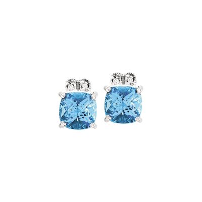 14k Blue Topaz and Diamond Earring