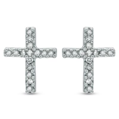 14k Diamond Cross Earring