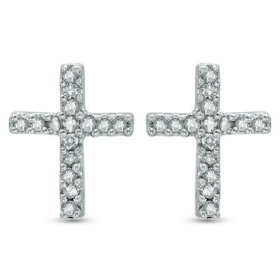 14k Diamond Cross Earring