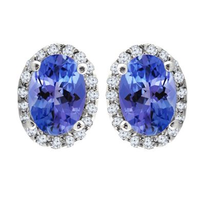 Diamond Halo Tanzanite Earrings