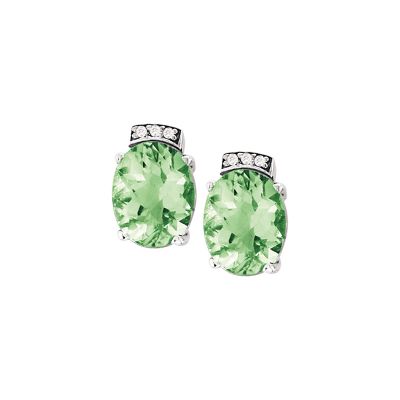 14k Green Amethyst and Diamond Earring