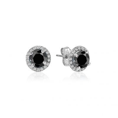 14k Black and White Diamond Earring