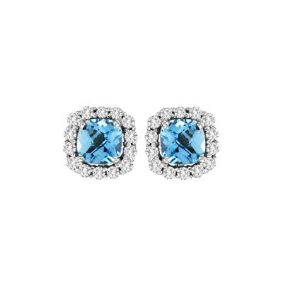 14k Blue Topaz and Diamond Earring