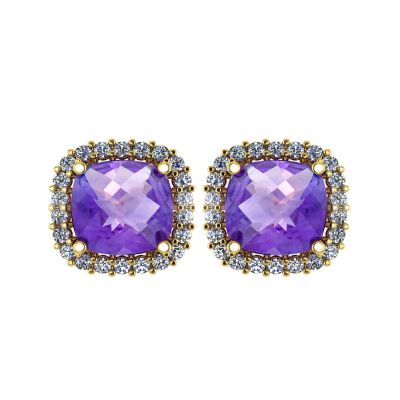 14k Amethyst and Diamond Stud Earring