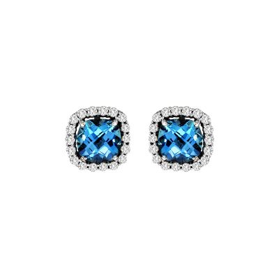 14k Blue Topaz and Diamond Earring