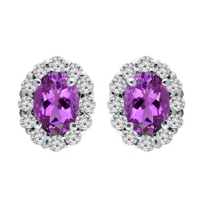 14k Amethyst and Diamond Earring