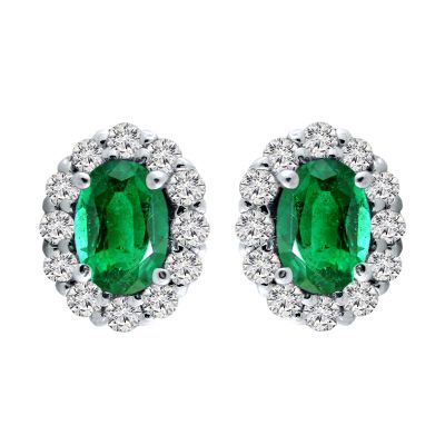 14k Emerald and Diamond Earring