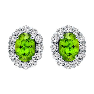 14k Peridot and Diamond Earring