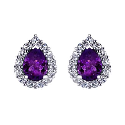 14k Amethyst and Diamond Earring