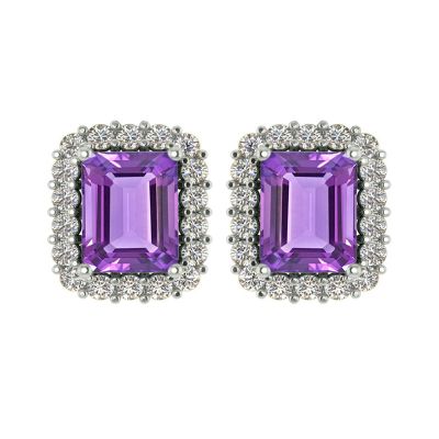 14k Amethyst and Diamond Earring