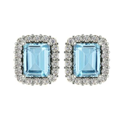 14k Aquamarine and Diamond Earring