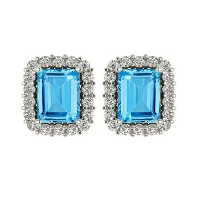 14k Blue Topaz and Diamond Earring
