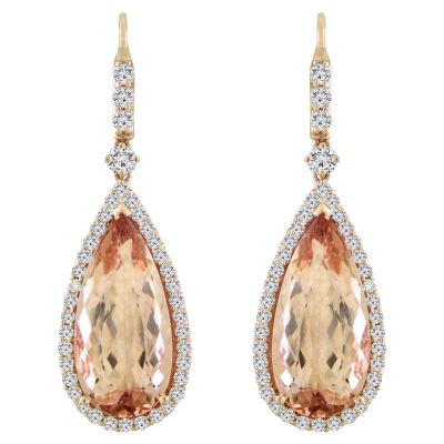 18k Morganite and Diamond Earring