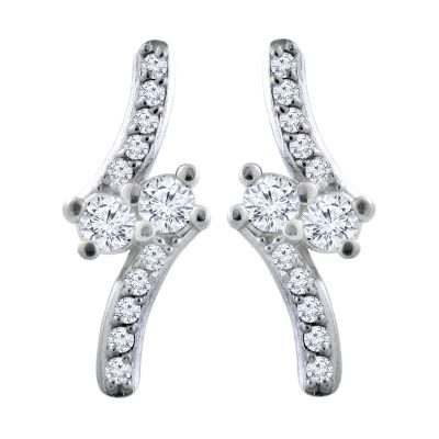 14k 1ctw Diamond Two Stone Earrings