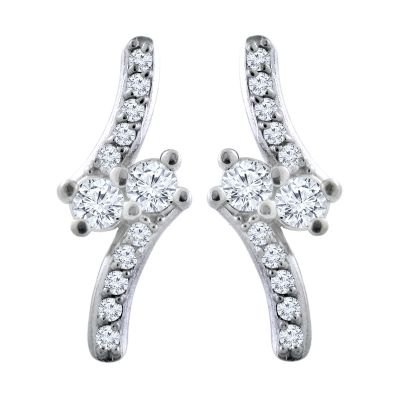 14k .25ctw Diamond Two Stone Earrings