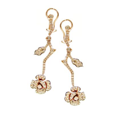 18k Diamond Fleur Rocher Earring
