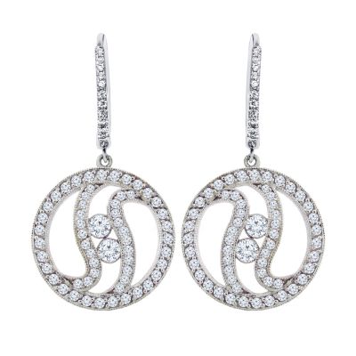 14k 1ctw Diamond Two Stone Earrings
