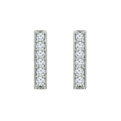 14K Diamond Bar Stud Earrings