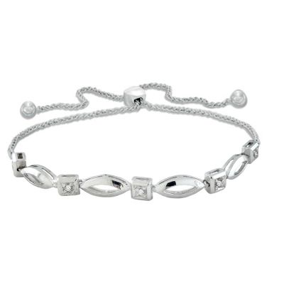 Sterling Silver Diamond Bolo Bracelet