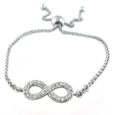 Sterling Silver Diamond Infinity Bolo Bracelet