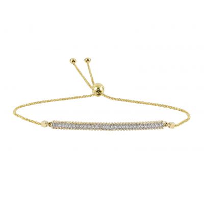 14k .25cttw Diamond Bar Bolo Bracelet