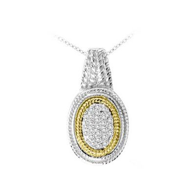 Sterling Silver and 14k Gold Diamond Pendant