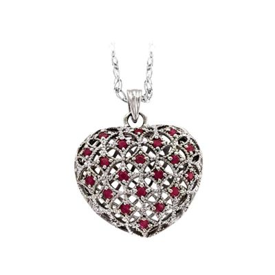 Sterling Silver Ruby Heart Pendant