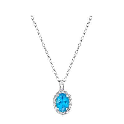 14k Blue Topaz and Diamond Pendant